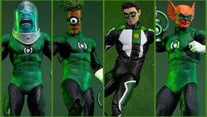 McFarlane DC Multiverse Green Lantern Corps figures of Kyle Rayner, Medphyll, Naut Ke Loi, and Ghr'll