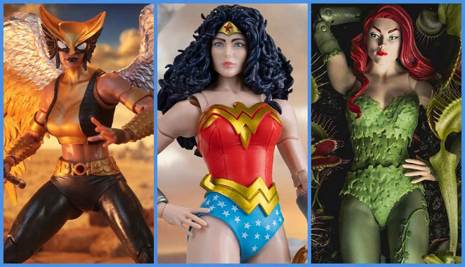 McFarlane DC Collector Edition releases of Wonder Woman, Poison Ivy, and Hawkgirl