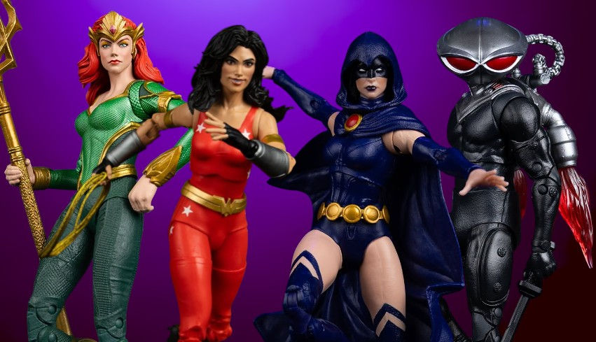 McFarlane DC Multiverse Collector Edition releases of Mera, Wonder Girl, Black Manta, and Raven from DC Classic