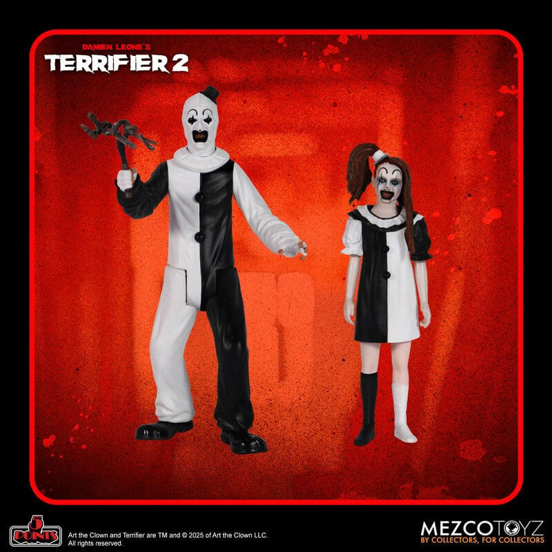 Mezco 5 Points Art the Clown and The Little Pale Girl from The Terrifier Universe