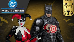 McFarlane DC Multiverse Gold Label GameStop (US) Exclusive Justice League Batman and comic book Harley Quinn