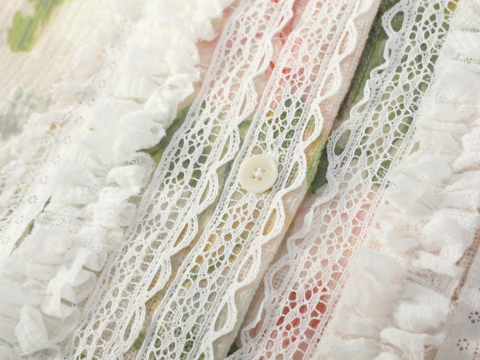 サムネイル： FLORAL PRINT LACE TRIM SHIRT