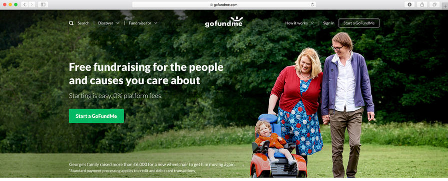 Screenshot of online GoFundMe advert featuring photo of family