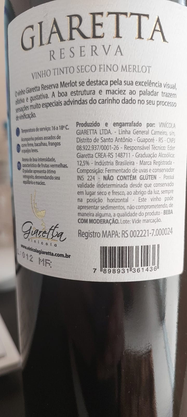 Miniatura: Giaretta Reserva Merlot