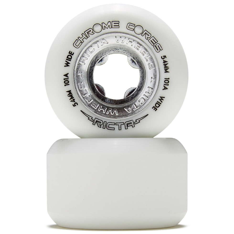 Thumbnail: Ricta Chrome Core 53mm 101a White & Silver Skateboard Wheels