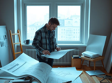 individual reviewing blueprints in a room.jpg