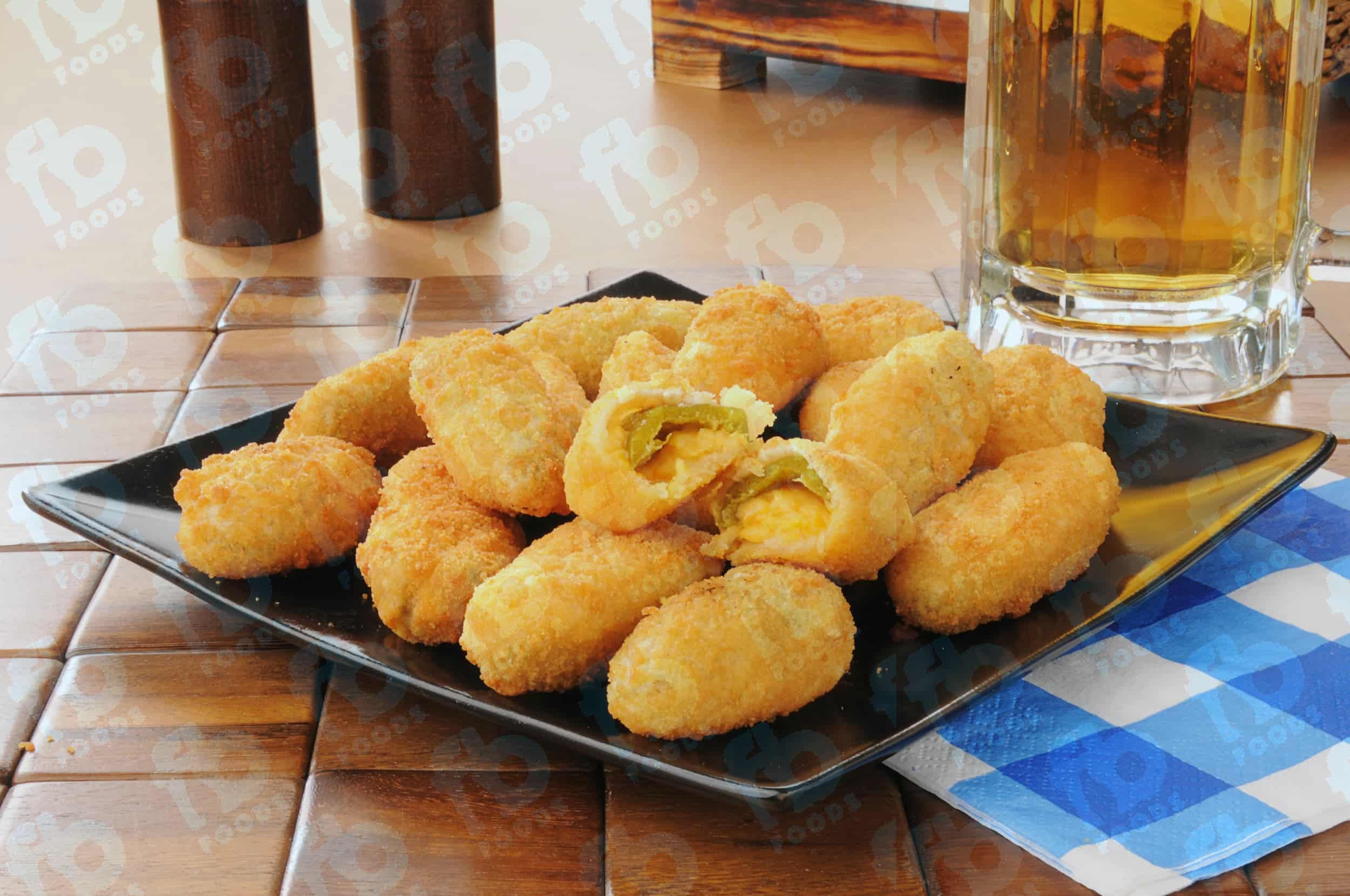 Fried jalapeno poppers, cheesy filling, appetizer