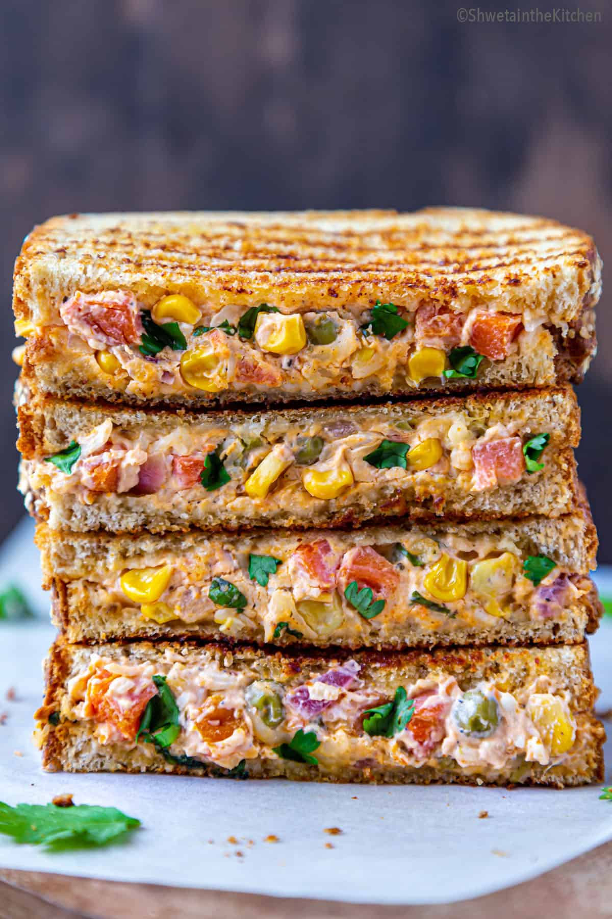 Grilled vegetable sandwich stack