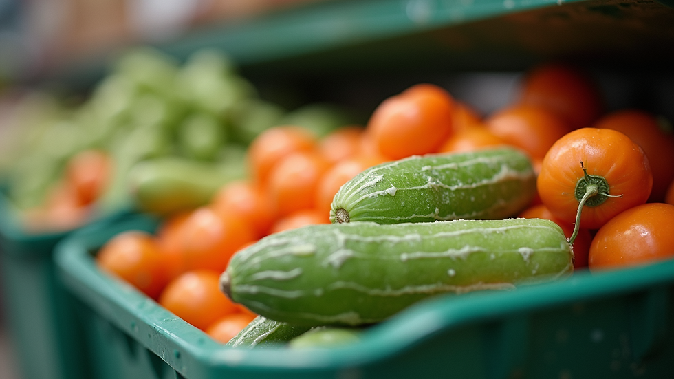 Close-up view of frozen vegetables in a storage container