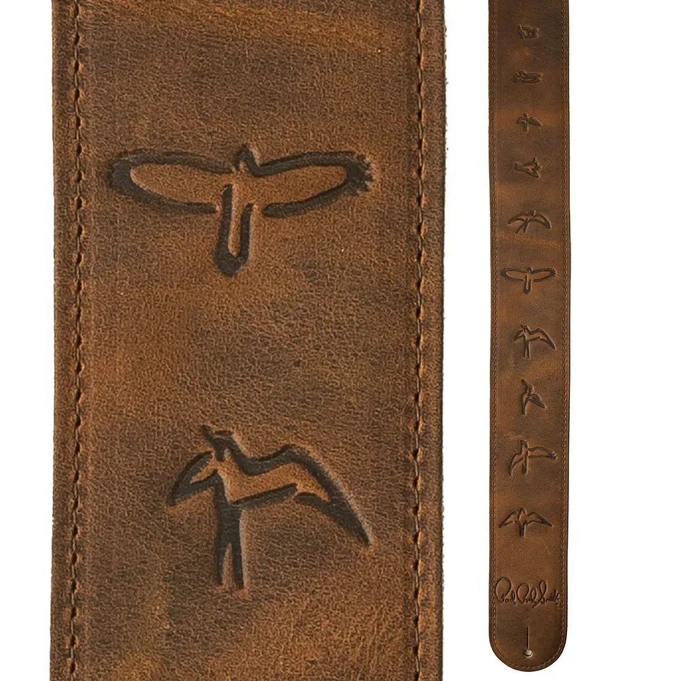Distressed Brown Leather Birds Strap