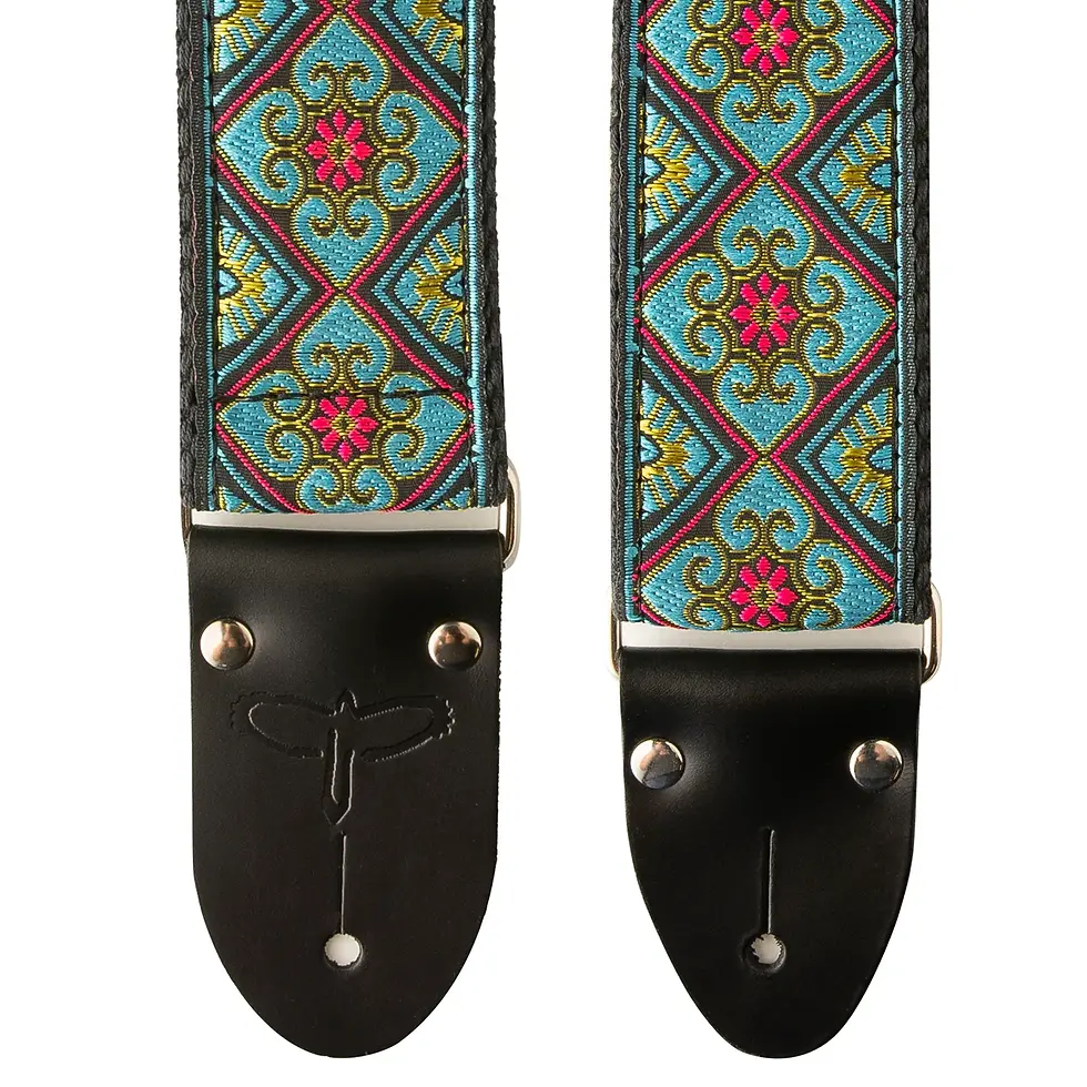 Deluxe 2" Retro Guitar Strap / Teal/Pink
