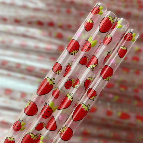 Clear Strawberry Straw Sparkle Craft Vinyl