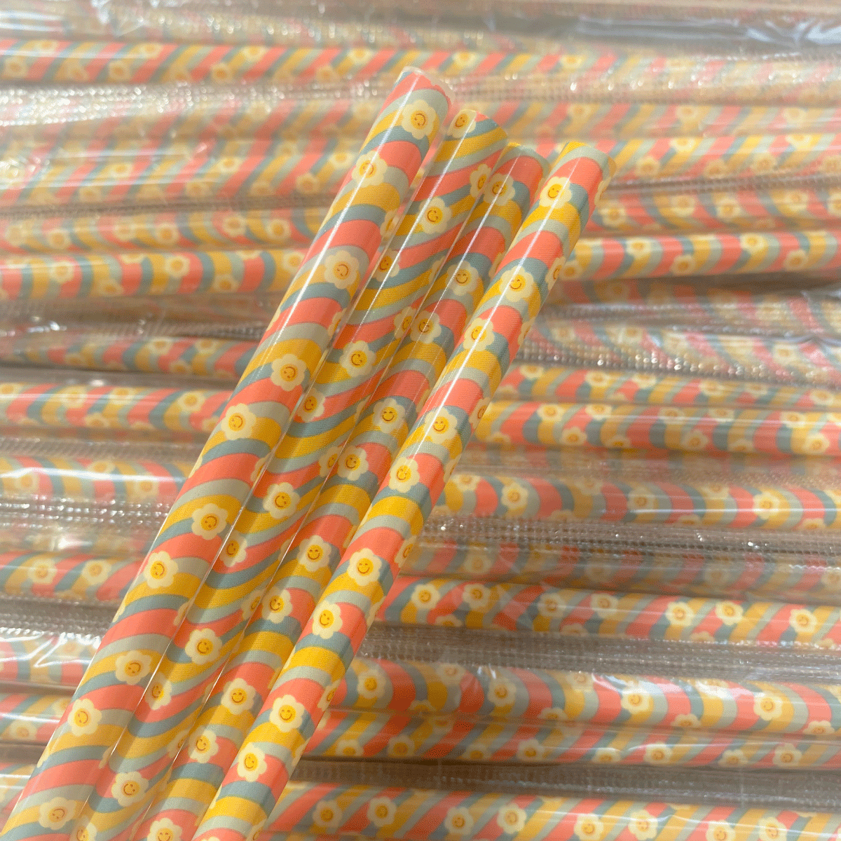 Flower Power Straw Sparkle Craft Vinyl