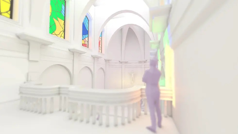 Modélisation 3D intérieure Chapelle des Sœurs Grises Thuin, Azulejo Studio