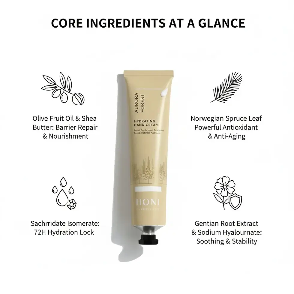 Aurora Forest Hydrating Hand Cream key ingredients: selected actives - anti-aging & firming formula by DEVA Skincare
