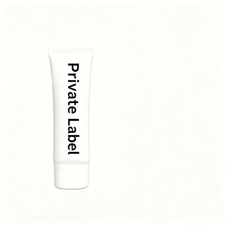 Private Label vegan reef-friendly sun essence in white minimalist tube, showcasing clean design for eco-conscious sun protect