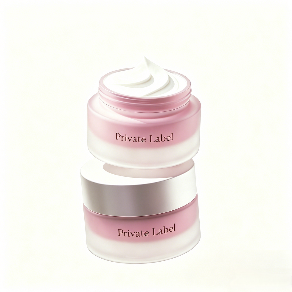 Private Label Cherry Blossom Tone-Up Cream in pink jar, showcasing ice cream texture for natural tone-up care.