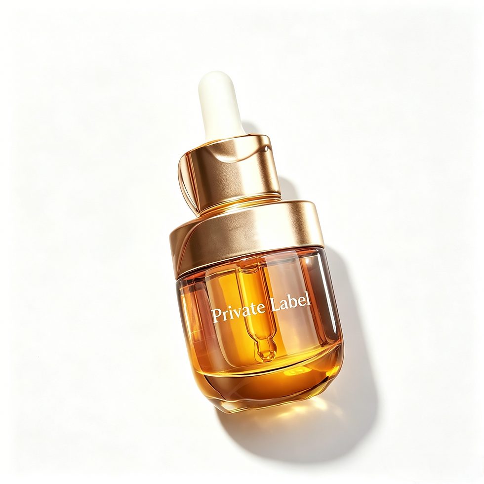 Private Label Twelve Seed Time-Reviving Essence Oil in elegant glass dropper bottle with rose gold cap for anti-aging care.