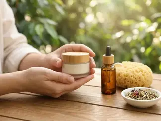 Natural plant-based ingredients representing clean beauty skincare