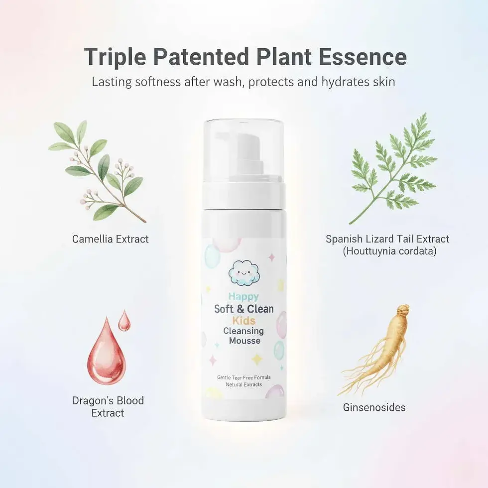 Kids Cleansing Mousse key ingredients: selected actives - baby & kids care formula by DEVA Skincare Manufacturer