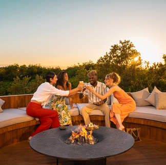 Friends enjoying fire pit