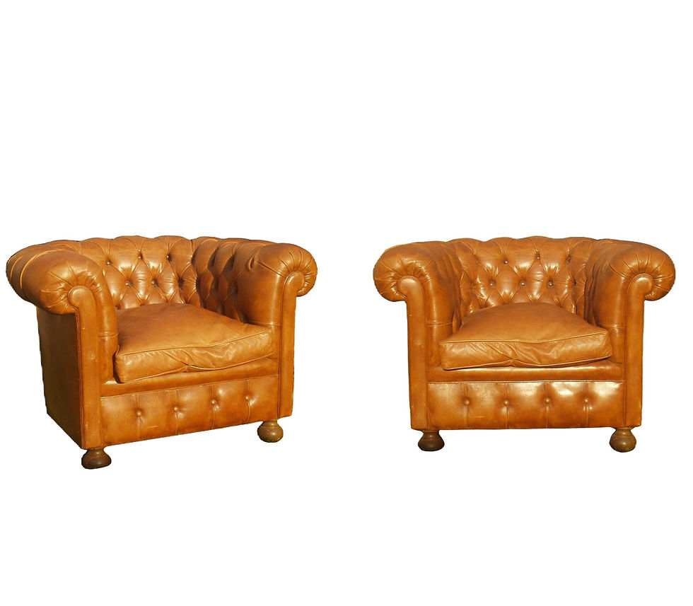 Pair of Leather Chesterfield Club chairs