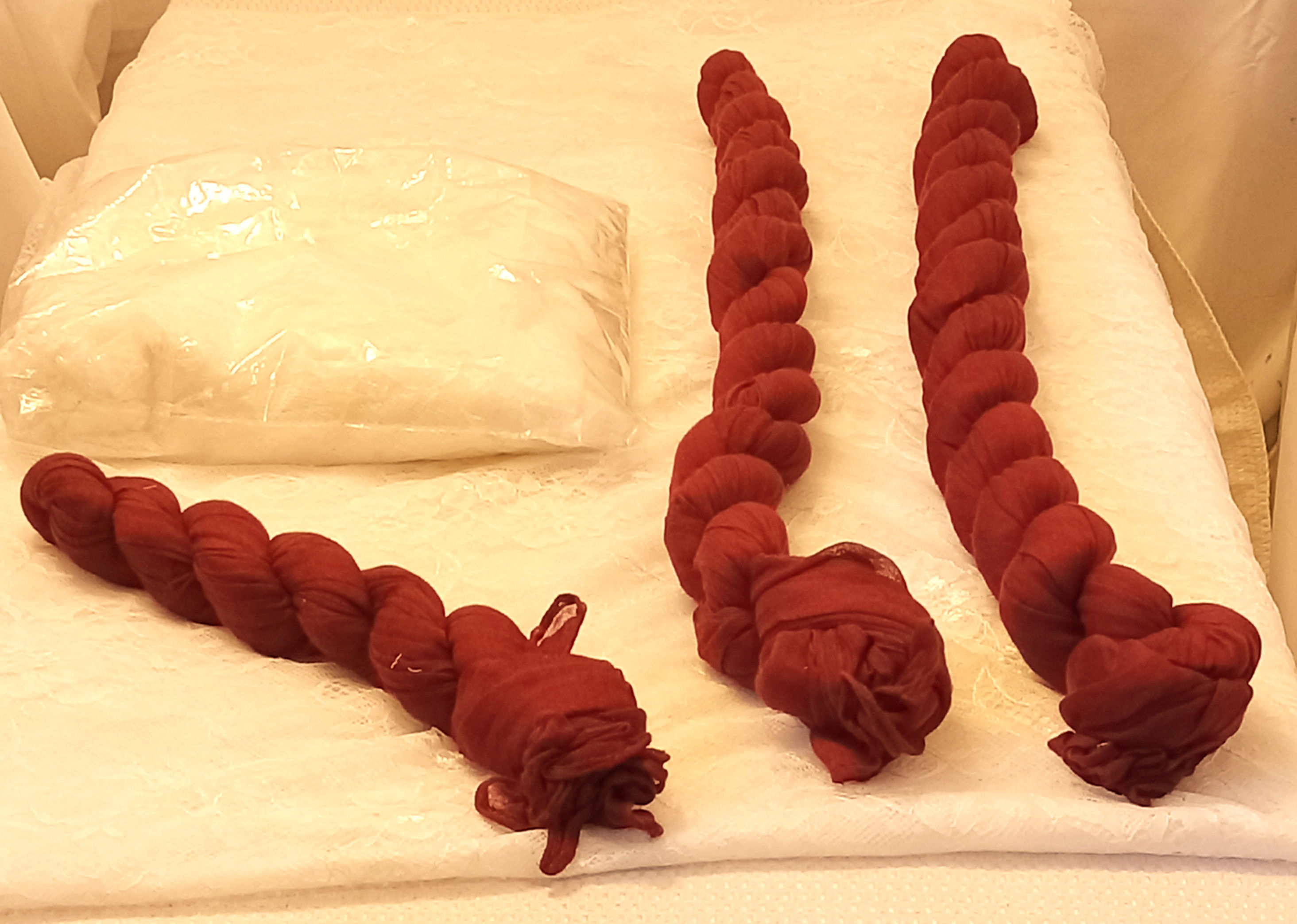 Wedding Accessories Set: 2 Laced Table Cloths, 3 Burgundy Drapes