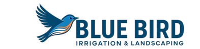 BlueBird Irrigation and Landscaping logo featuring a flying blue bird with the tagline “No shortcuts. No excuses.”