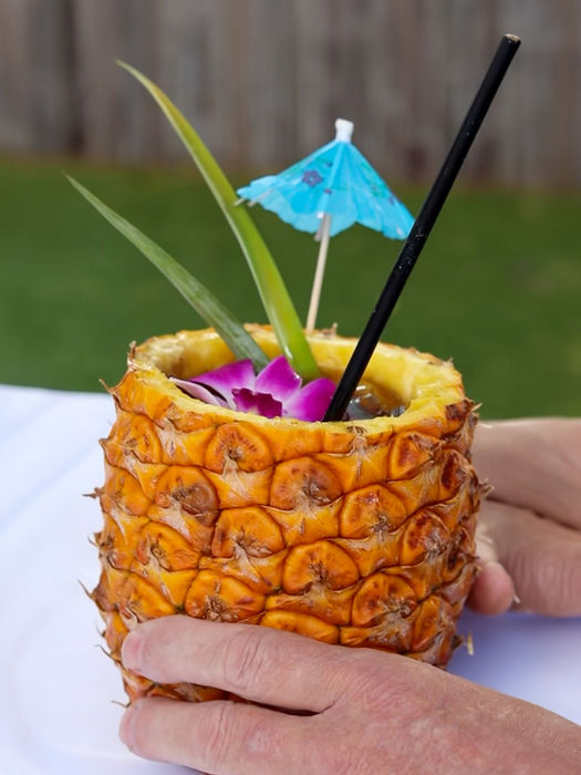 Pineapple cocktail cup at Diamond Head Luau