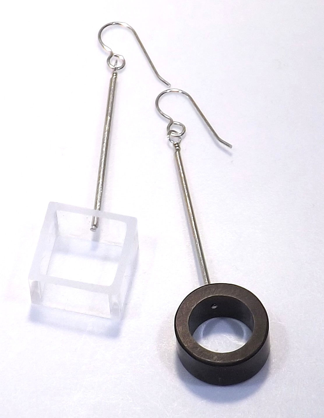 Round and Square Asymmetric Earring