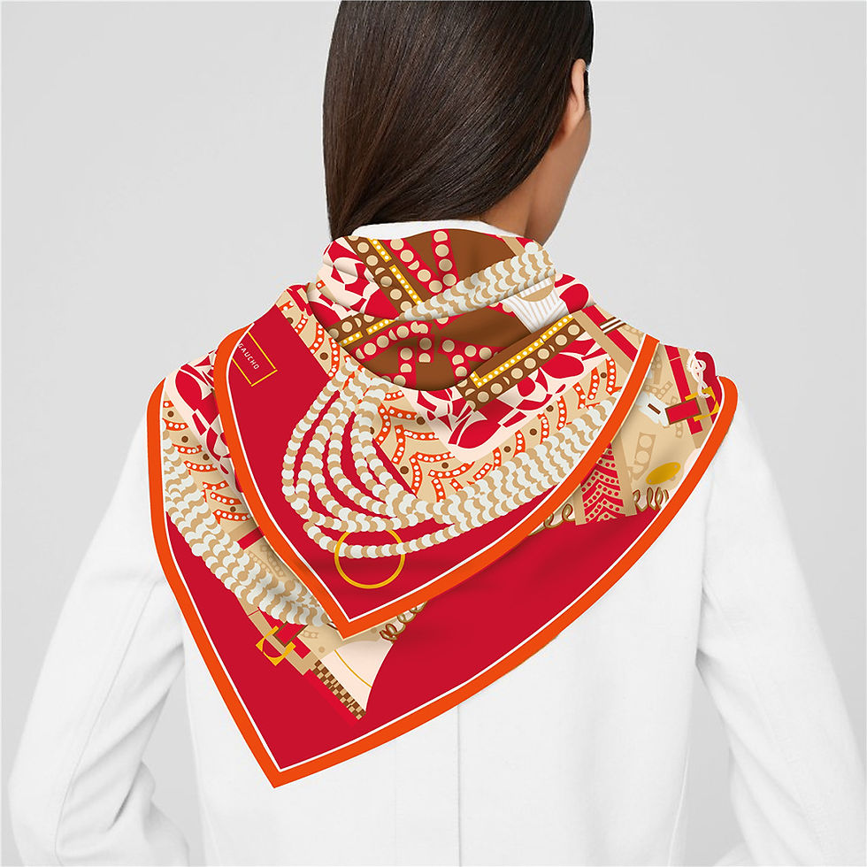 Thumbnail: New 90cm Twill Silk Scarf Shawl Luxury Brand Saddle Print Square Scarves Women H