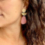 Thumbnail: Dangling earrings asymmetric raspberry/orange/beige