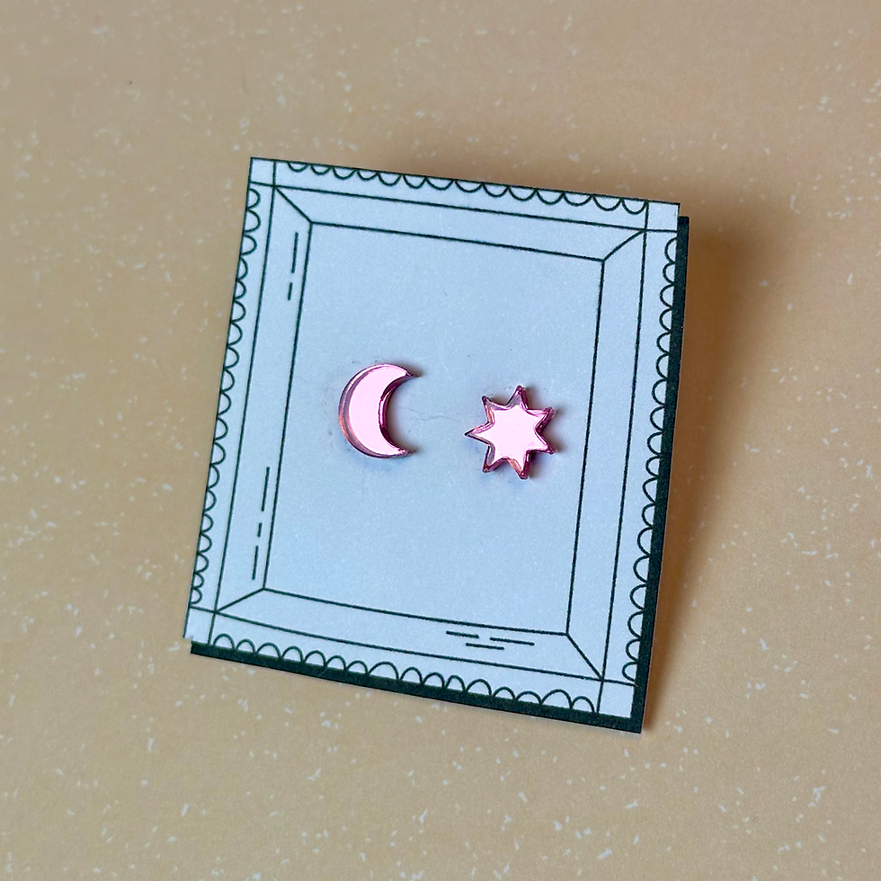Thumbnail: Stud earrings - marigold and star