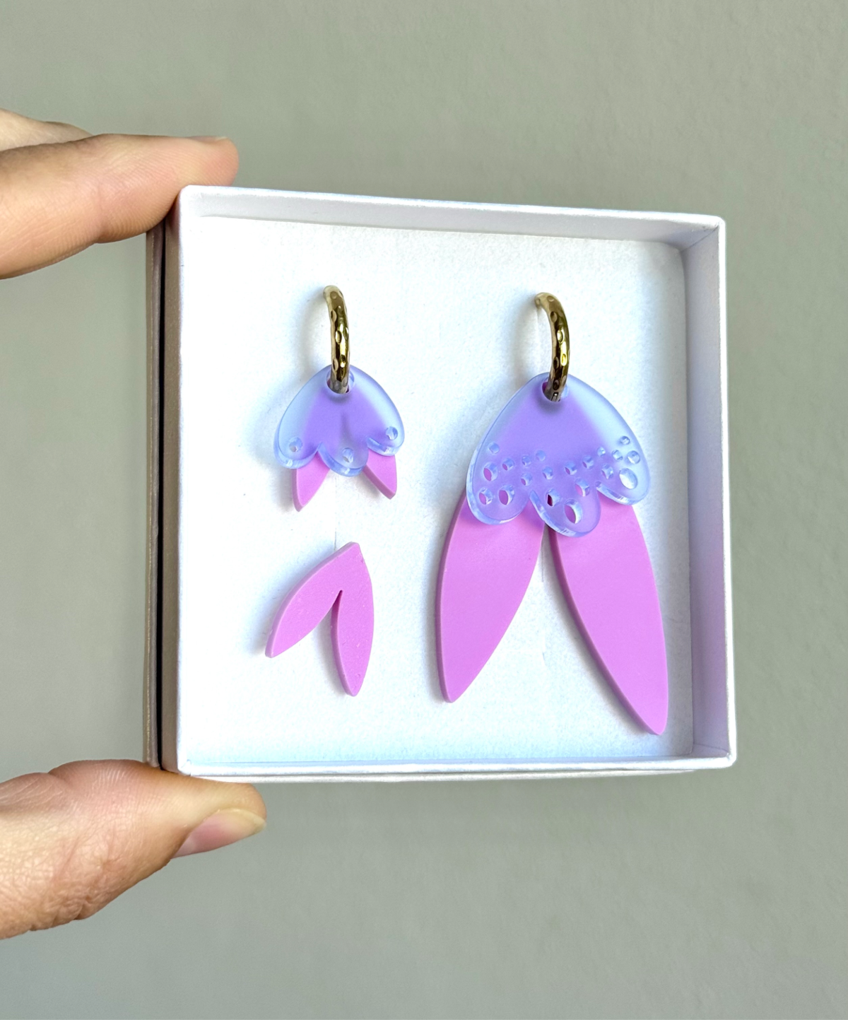 Variabilní náušnice pastelová růžová