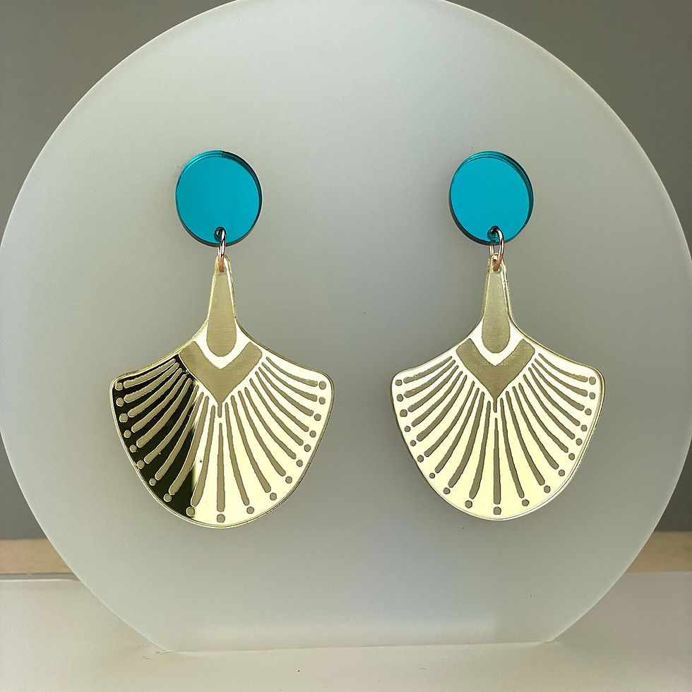 Thumbnail: Earrings art deco style gold/green