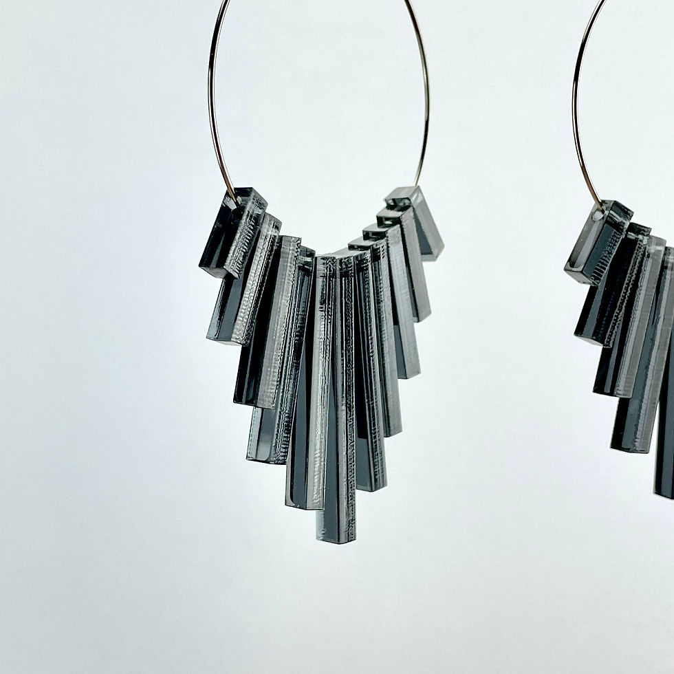 Thumbnail: Earrings circles with sticks smoke gray