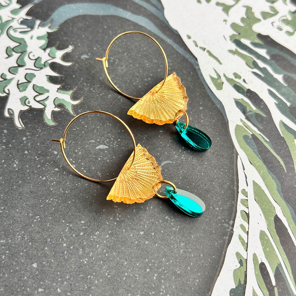 Thumbnail: Gold Japanese fan earrings