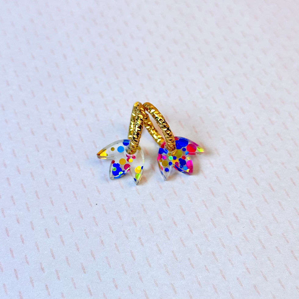 Miniatura: Náušnice tulipánky / modrá, magenta