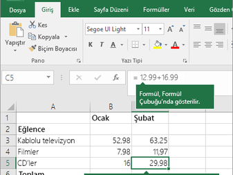 Microsoft Office Excel - Excel'i hesap makineniz olarak kullanma