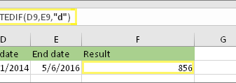 Microsoft Office Excel - İki tarih arasında gün sayısı hesaplama