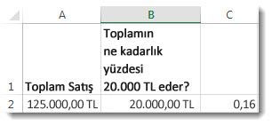 Microsoft Office Excel - Yüzdeleri hesaplama