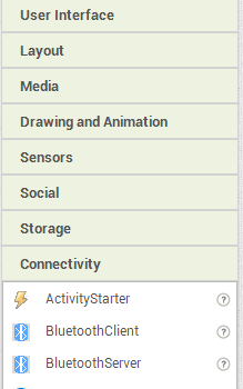 App Inventor - Dizayn Ekranı - Connectivity