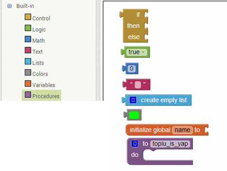 App Inventor - Bloklar ( BLOCKS ) Alanı - Diğer Bloklar