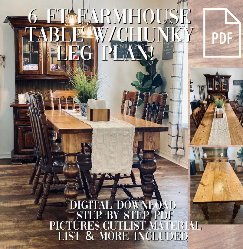 6ft Modern Farmhouse Table Plans PDF
