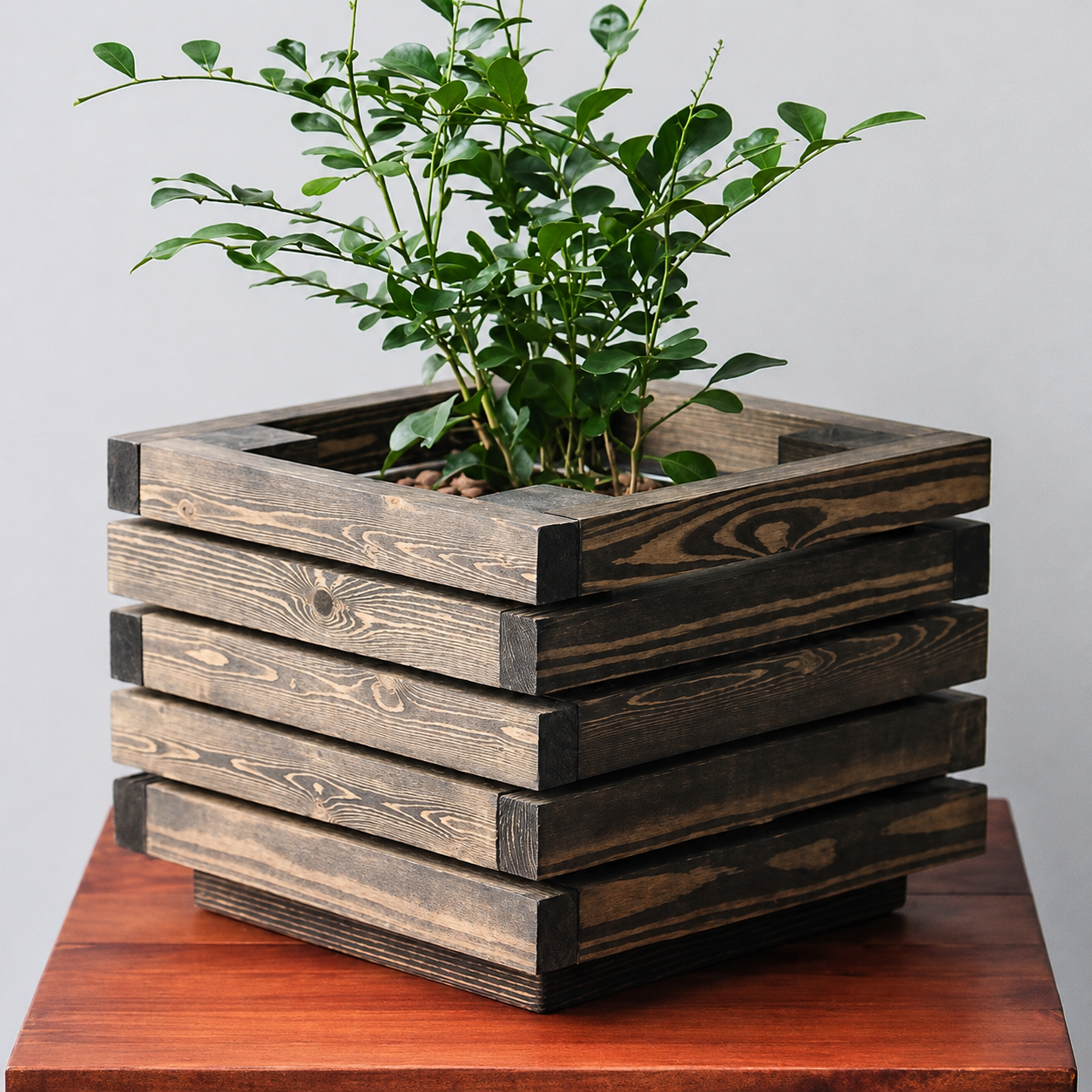 Wooden Slatted Planter Box