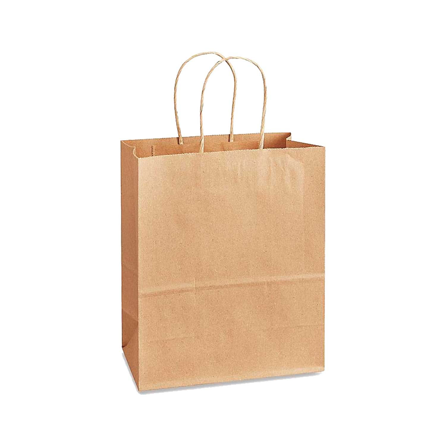 8.27″ x 4.53″ Takeout Kraft Paper Bag with Twisted Handle (250/cs)