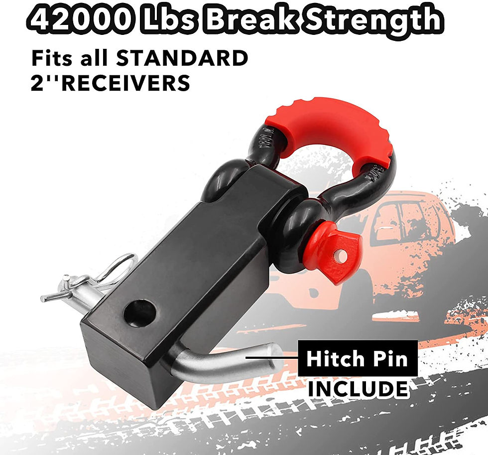 Thumbnail: Shackle Hitch Receiver with 4.75 TON Black D-Ring Shackles
