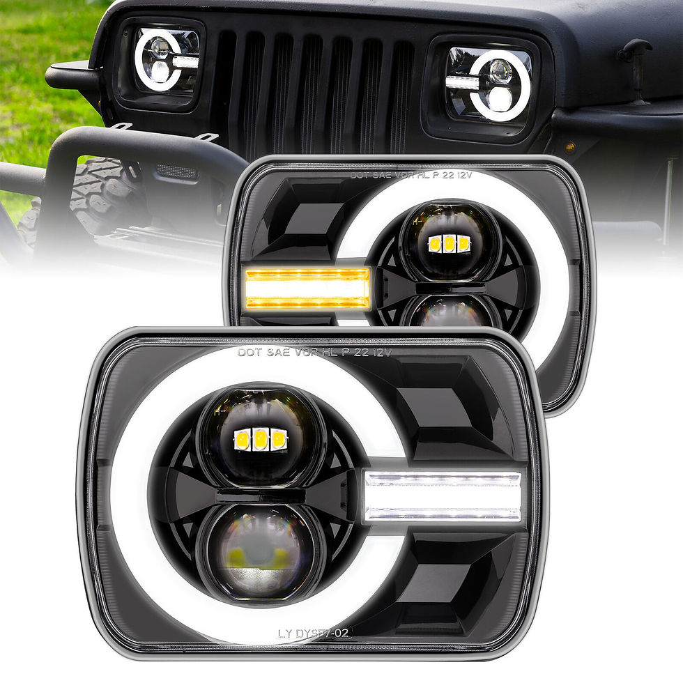 Bronco Style 90W 5X7" LED Headlight DOT Black Pair africalonghorn