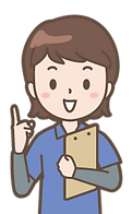 人差し指を立てる女性スタッフのイラスト