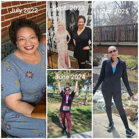 Woman's weight loss journey: July 2023, Sept 2023, March 2024